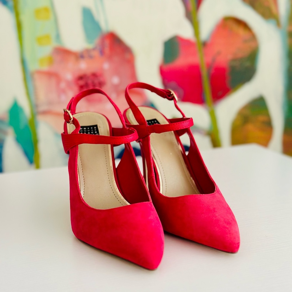 WHBM Alexi Rhubarb Slingback Pointed Toe Suede Heel